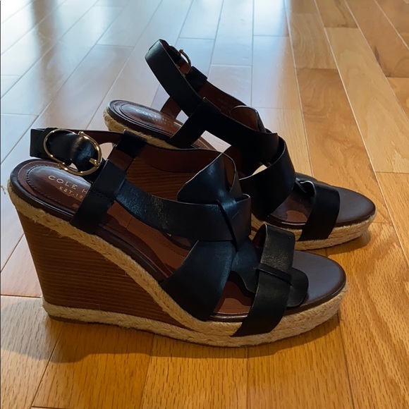 cole haan black wedge sandals